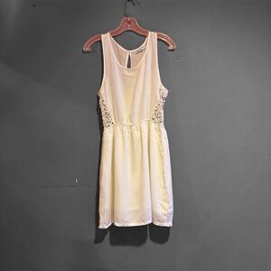 LOLA SLEEVELESS  100% COTTON CREW NECK IVORY MIDI DRESS SIZE M